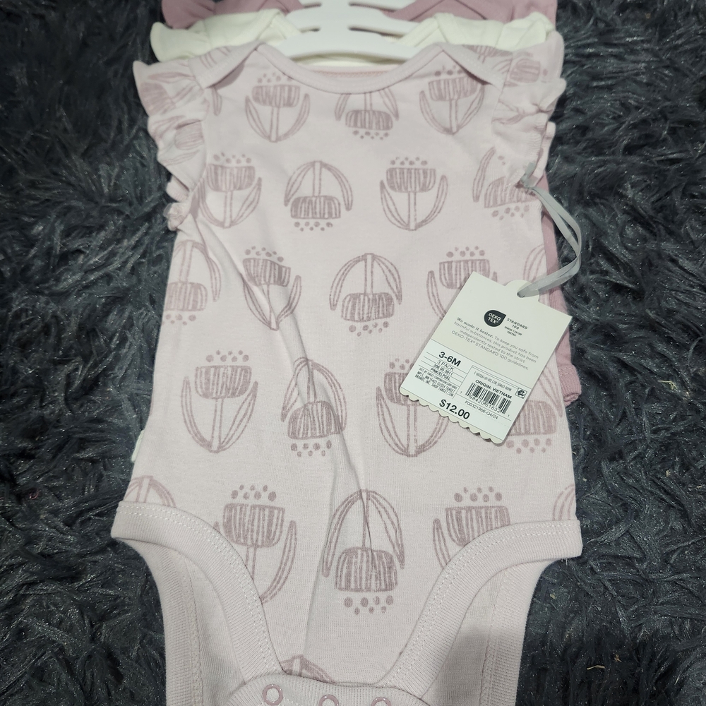3 Pc Cloud Island Light Pink Floral Bodysuit